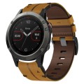 For Garmin Fenix 5 22mm Leather Textured Watch Band(Brown)