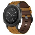 For Garmin MARQ Commander 22mm Leather Textured Watch Band(Brown)