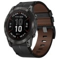 For Garmin Fenix 7X Pro 51mm 26mm Leather Textured Watch Band(Black)