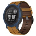 For Garmin Fenix 7X 26mm Leather Textured Watch Band(Brown)
