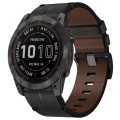 For Garmin Fenix 7X Solar 26mm Leather Textured Watch Band(Black)