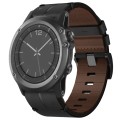For Garmin Fenix 3 Sapphire 26mm Leather Textured Watch Band(Black)