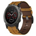 For Garmin Fenix 5X Sapphire 26mm Leather Textured Watch Band(Brown)