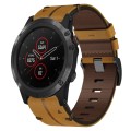 For Garmin Fenix 5X Plus 26mm Leather Textured Watch Band(Brown)