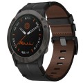 For Garmin Fenix 6X 26mm Leather Textured Watch Band(Black)