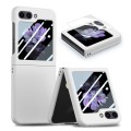 For Samsung Galaxy Z Flip5 JUNSUNMAY 9H Tempered Glass Protector Folding PC Phone Case(White)