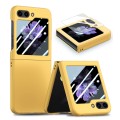 For Samsung Galaxy Z Flip5 JUNSUNMAY 9H Tempered Glass Protector Folding PC Phone Case(Yellow)