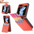 For Samsung Galaxy Z Flip5 JUNSUNMAY Lichee Pattern Leather Skin PC Folding Phone Case(Orange)