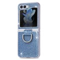 For Samsung Galaxy Z Flip5 JUNSUNMAY Color Painting  Ring Holder Protective Case(Blue)