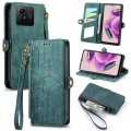 For Xiaomi Redmi Note 12S Geometric Zipper Wallet Side Buckle Leather Phone Case(Green)