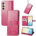 For Samsung Galaxy S24 5G Four-leaf Clasp Embossed Buckle Leather Phone Case(Magenta)