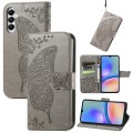 For Samsung Galaxy A05s Butterfly Love Flower Embossed Leather Phone Case(Gray)
