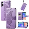 For Samsung Galaxy A05s Butterfly Love Flower Embossed Leather Phone Case(Light Purple)