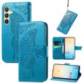 For Samsung Galaxy S24 5G Butterfly Love Flower Embossed Leather Phone Case(Blue)