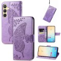 For Samsung Galaxy S24+ 5G Butterfly Love Flower Embossed Leather Phone Case(Light Purple)