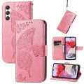 For Samsung Galaxy M34 5G Butterfly Love Flower Embossed Leather Phone Case(Pink)