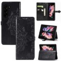 For Samsung Galaxy Z Fold5 Mandala Flower Embossed Leather Phone Case(Black)