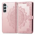 For Samsung Galaxy M15 Mandala Flower Embossed Leather Phone Case(Rose Gold)