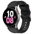 For Samsung Galaxy Watch 6 Silicone Leather Black Buckle Watch Band(Black)