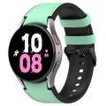 For Samsung Galaxy Watch 6 Silicone Leather Black Buckle Watch Band, Size:S(Green)