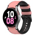 For Samsung Galaxy Watch 6 Silicone Leather Black Buckle Watch Band, Size:S(Pink)