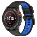 For Garmin Fenix 7 Pro 47mm 22mm Sports Two-Color Silicone Watch Band(Black+Blue)