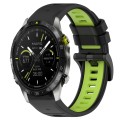 For Garmin MARQ Athlete Gen 2 22mm Sports Two-Color Silicone Watch Band(Black+Lime Green)