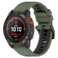 For Garmin Fenix 7 22mm Sports Two-Color Silicone Watch Band(Olive Green+Black)