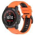 For Garmin Fenix 7 Solar 22mm Sports Two-Color Silicone Watch Band(Orange+Black)