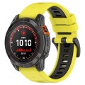 For Garmin Fenix 7 Solar 22mm Sports Two-Color Silicone Watch Band(Yellow+Black)