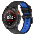 For Garmin Fenix 7 Sapphire Solar 22mm Sports Two-Color Silicone Watch Band(Black+Blue)
