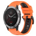 For Garmin Fenix 6 GPS 22mm Sports Two-Color Silicone Watch Band(Orange+Black)