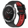 For Garmin Fenix 6 GPS 22mm Sports Two-Color Silicone Watch Band(Black+Red)