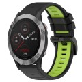 For Garmin Fenix 6 GPS 22mm Sports Two-Color Silicone Watch Band(Black+Lime Green)