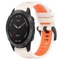 For Garmin Fenix 6 Pro GPS 22mm Sports Two-Color Silicone Watch Band(Starlight+Orange)