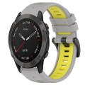 For Garmin Fenix 6 Sapphire GPS 22mm Sports Two-Color Silicone Watch Band(Grey+Yellow)