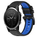 For Garmin Fenix 5 22mm Sports Two-Color Silicone Watch Band(Black+Blue)