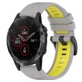 For Garmin Fenix 5 Plus 22mm Sports Two-Color Silicone Watch Band(Grey+Yellow)