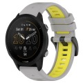 For Garmin Forerunner 955 22mm Sports Two-Color Silicone Watch Band(Grey+Yellow)