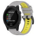 For Garmin Forerunner 935 22mm Sports Two-Color Silicone Watch Band(Grey+Yellow)