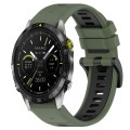 For Garmin MARQ Athlete 22mm Sports Two-Color Silicone Watch Band(Olive Green+Black)