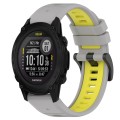 For Garmin Descent G1 Solar 22mm Sports Two-Color Silicone Watch Band(Grey+Yellow)