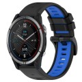 For Garmin Quatix 7 22mm Sports Two-Color Silicone Watch Band(Black+Blue)