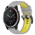 For Garmin Quatix 7 22mm Sports Two-Color Silicone Watch Band(Grey+Yellow)