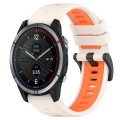For Garmin Quatix 7 22mm Sports Two-Color Silicone Watch Band(Starlight+Orange)