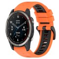 For Garmin Quatix 7 Pro 22mm Sports Two-Color Silicone Watch Band(Orange+Black)