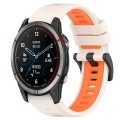 For Garmin Quatix 7 Pro 22mm Sports Two-Color Silicone Watch Band(Starlight+Orange)
