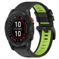 For Garmin Fenix 7S Pro 42mm 20mm Sports Two-Color Silicone Watch Band(Black+Lime Green)