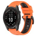 For Garmin Fenix 7S 20mm Sports Two-Color Silicone Watch Band(Orange+Black)