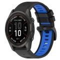 For Garmin Fenix 7S 20mm Sports Two-Color Silicone Watch Band(Black+Blue)